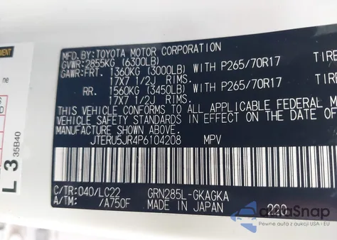 2023 Toyota 4Runner Trd Off Road Premium from USA, damaged, VIN JTERU5JR4P6104208